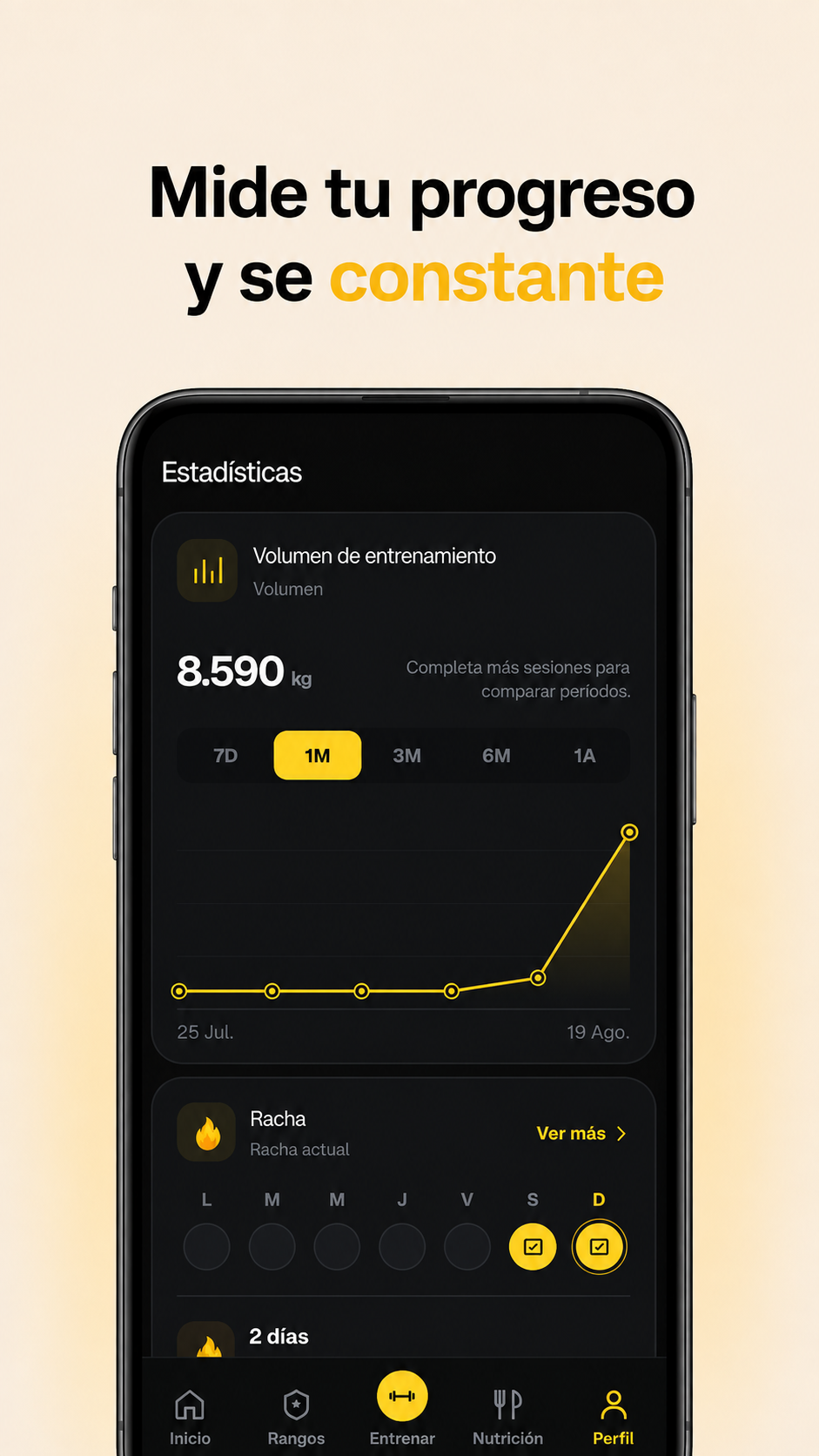 Estadísticas y rachas de progreso en Forte
